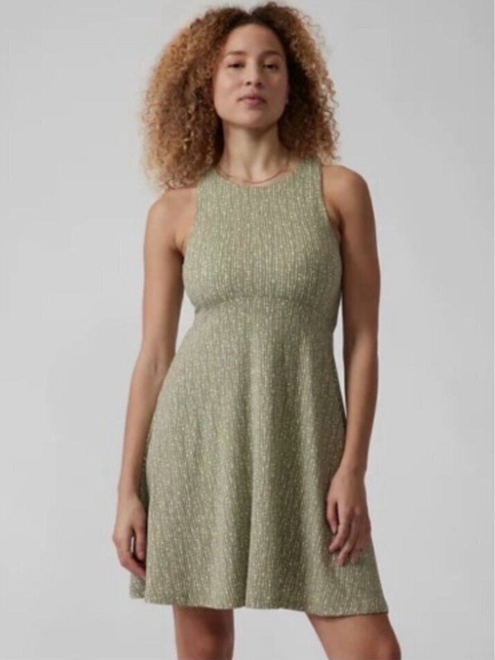 Athleta Santorini sleeveless green and white dress size medium